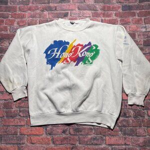 Vintage 80s 90s Colorful Hong Kong China Front Back Crewneck Sweatshirt XL